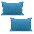 thumbnail image 1 of Fleur De Lis Quilted Pillowcover Set of 2, Diagonal Lines Rectangle Frames Traditional Abstract Lily Shape Monochrome, Standard Queen Size Pillow Cover Bedroom, 30" x 20", Blue Dark Blue, by Ambesonne, 1 of 1