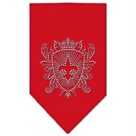 Fleur De Lis Shield Rhinestone Bandana Red Large