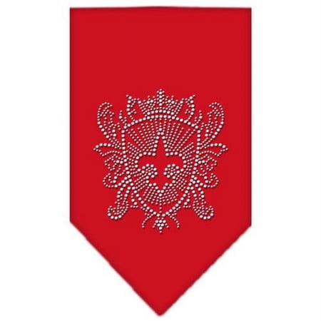 Fleur De Lis Shield Rhinestone Bandana Red Small