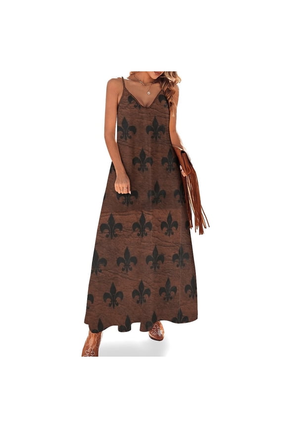 Fleur De Lis Sleeveless Dress Loose Women's Dress Dresses Luxury Evening Dresses