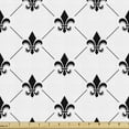 thumbnail image 1 of Fleur De Lis Sofa Upholstery Fabric by the Yard, French Damask Composition Monochrome Pattern Royal Classic Insignia Motif, Decorative Fabric for DIY Home Accents, 10 Yards, Black White by Ambesonne, 1 of 4