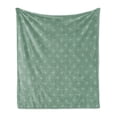 thumbnail image 1 of Fleur De Lis Soft Flannel Fleece Blanket, Abstract Geometric Pattern with Rectangles and Royal Lilies Floral Elements, Cozy Plush for Indoor and Outdoor Use, 70" x 90", Reseda Green, by Ambesonne, 1 of 5