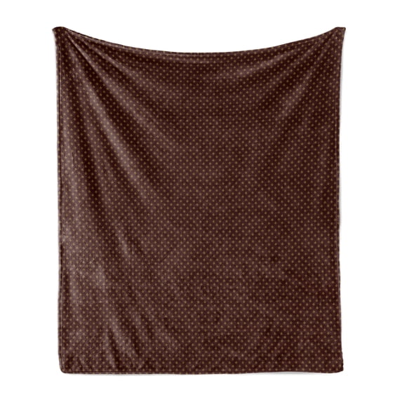 Fleur De Lis Soft Flannel Fleece Blanket, Dark Tones Inspired Old Fashioned Ornamental French Monarch Pattern, Cozy Plush for Indoor and Outdoor Use, 50" x 70", Burgundy Pale Coffee, by Ambesonne