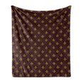 thumbnail image 1 of Fleur De Lis Soft Flannel Fleece Blanket, French Pattern European Culture Theme Abstract Vintage Renaissance, Cozy Plush for Indoor and Outdoor Use, 50" x 60", Burgundy Earth Yellow, by Ambesonne, 1 of 5