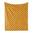 thumbnail image 1 of Fleur De Lis Soft Flannel Fleece Throw Blanket, Checkered Pattern Historical Lily Motifs Retro Emblem Floral Design, Cozy Plush for Indoor and Outdoor Use, 70" x 90", Marigold Purple, by Ambesonne, 1 of 5