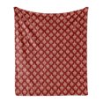 thumbnail image 1 of Fleur De Lis Soft Flannel Fleece Throw Blanket, French Royalty Coats of Arms Lily Vintage Kingdom Classic Heraldry, Cozy Plush for Indoor and Outdoor Use, 70" x 90", Peach and Vermilion, by Ambesonne, 1 of 5