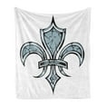 thumbnail image 1 of Fleur De Lis Soft Flannel Fleece Throw Blanket, Grungy Lily Retro Renaissance Element Victory Vintage Art Print, Cozy Plush for Indoor and Outdoor Use, 60" x 80", Blue White Black, by Ambesonne, 1 of 5