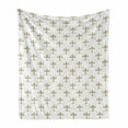 thumbnail image 1 of Fleur De Lis Soft Flannel Fleece Throw Blanket, Repeated Abstract Floral Old Antique Royal Forms in Checkered Effect, Cozy Plush for Indoor and Outdoor Use, 50" x 70", Yellow and White, by Ambesonne, 1 of 6