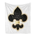 thumbnail image 1 of Fleur De Lis Soft Flannel Fleece Throw Blanket, Royal Lily France Empire Family Insignia Design Image, Cozy Plush for Indoor and Outdoor Use, 60" x 80", Yellow Black White, by Ambesonne, 1 of 5