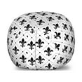 thumbnail image 1 of Fleur De Lis Storage Toy Bag Chair, French Culture Inspired Motifs Dotted Lines Medieval Design Floral Pattern, Stuffed Animal Organizer Washable Bag, Large Size, Black White, by Ambesonne, 1 of 3