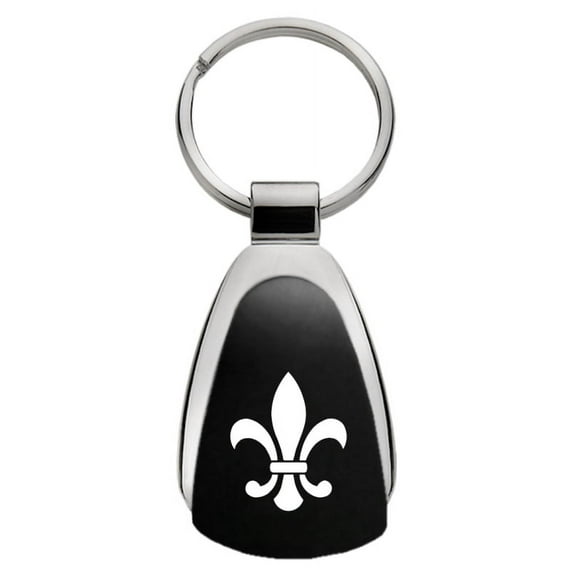 Fleur-De-Lis Teardrop Key Chain (Black)