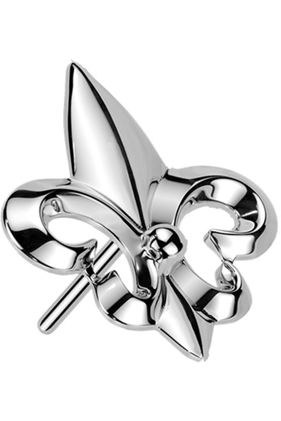 Fleur De Lis Threadless Push In Flat Back Labret 16GA 8mm