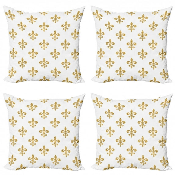 Ambesonne Vintage Throw Pillow Cover 4 Pack, European Lily Noble, 18", Yellow White