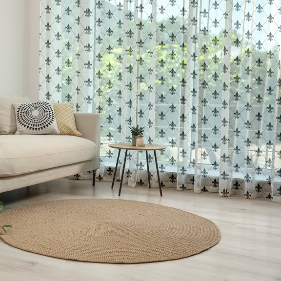 Fleur De Lis Tulle Curtains with Rod Pocket, French Damask Composition Monochrome Pattern Royal Classic Insignia Motif, Sheer Drape for Wedding Party 2 Panels, 7 Sizes, Black White, by Ambesonne