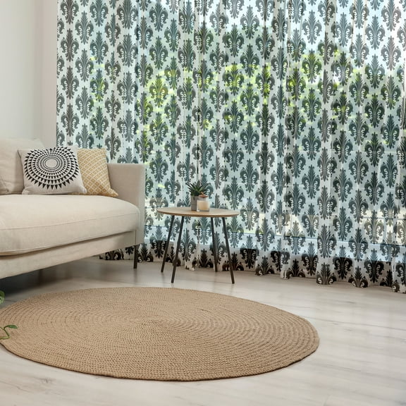 Fleur De Lis Tulle Curtains with Rod Pocket, Monochrome Royal Lily Pattern Victorian Inspiration Ornamental Vintage Design, Sheer Drape for Wedding Party 2 Panels, 7 Sizes, Black White, by Ambesonne