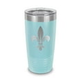 thumbnail image 1 of Fleur De Lis Tumbler 20 oz - Laser Engraved w/ Clear Lid - Stainless Steel - Vacuum Insulated - Double Walled - Travel Mug - heraldry european monarchical - Light Blue, 1 of 4