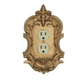 Two Socket Outlets Fleur-De-Lis Wall Plug-In Switchplate, Aged Gold Single Outlet (2 ...