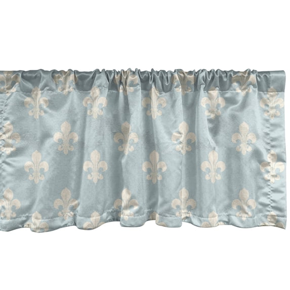 Ambesonne Fleur De Lis Valance Pack of 2, Vintage Grungy Pattern, 54"X12", Pale Blue and Cream