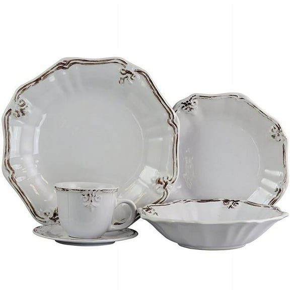 Fleur De Lys 20-Piece Dinnerware Set in White