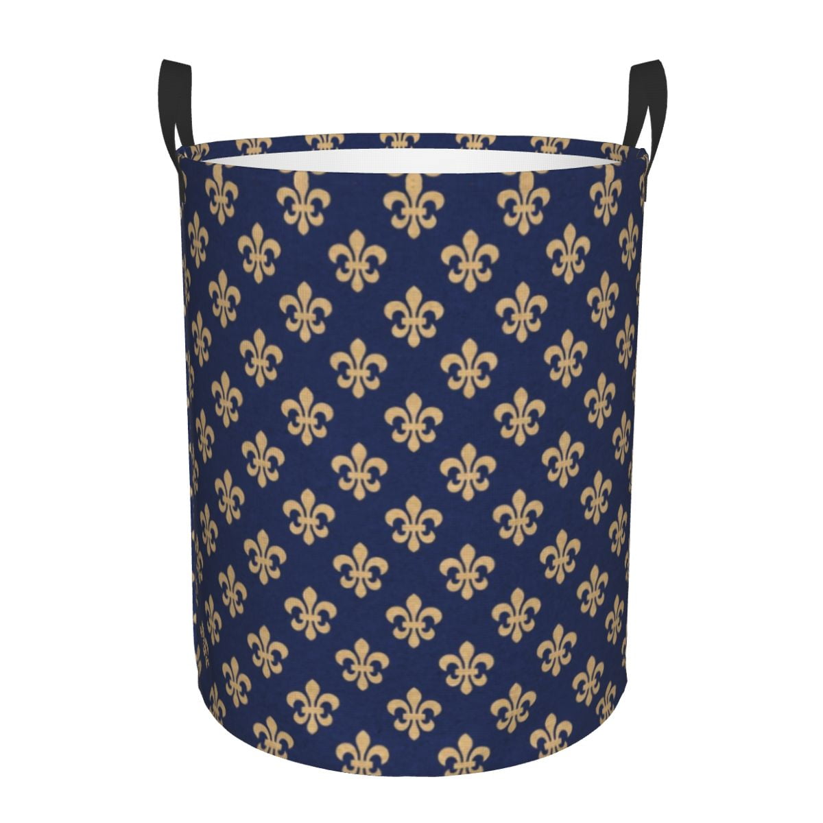 FleurDeLys Gold And Royal Blue Laundry Basket Fleur De Lis Lily Flower Toy Clothes Hamper
