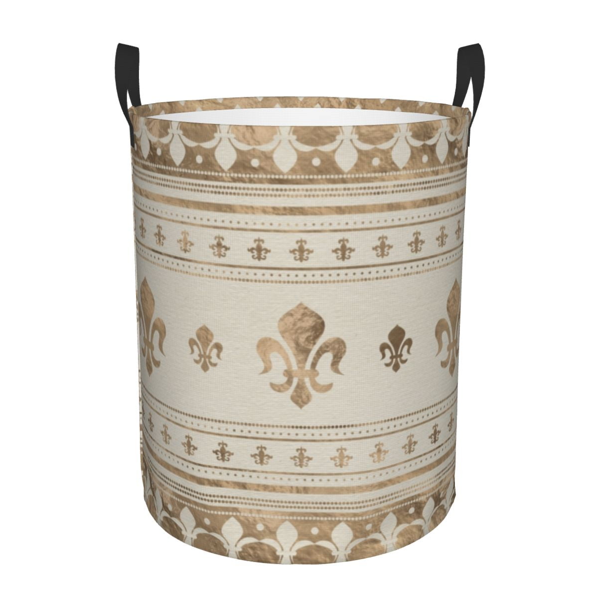 FleurDeLys Gold And Royal Blue Laundry Basket Fleur De Lis Lily Flower Toy Clothes Hamper