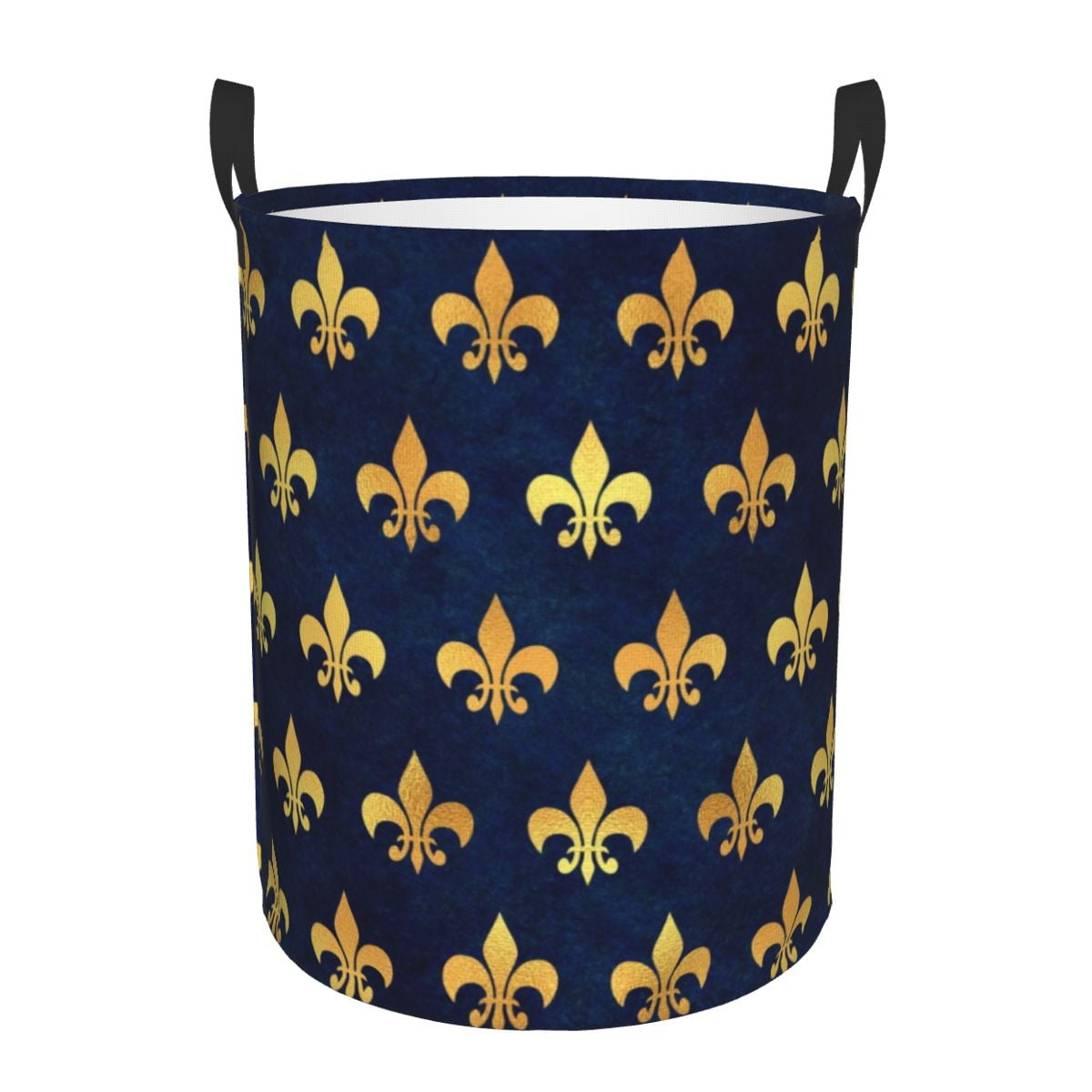 FleurDeLys Gold And Royal Blue Laundry Hamper Large Storage Basket Fleur De Lis Lily Flower