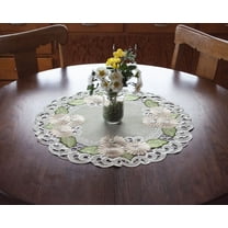Fleur Latte Gold Daisy on Sage Green Table Doily (23"/33"Round)