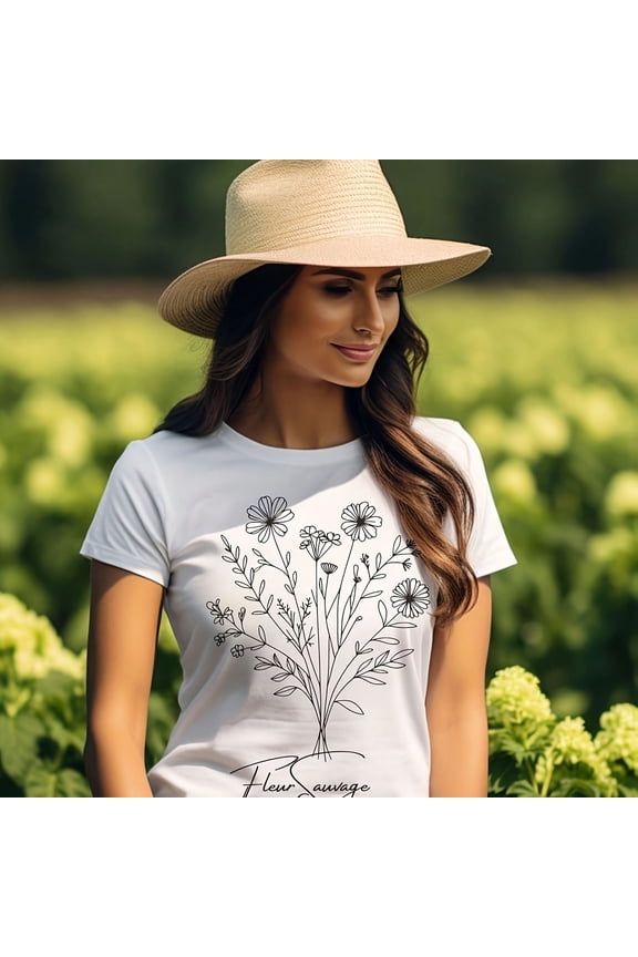 Fleur Line Art T-S1Hirt, Floral Sketch Graphic , Nature Lover Gift, B1Otanil Print S1Hirt, Minimalist Plant Drawing Topcotton12
