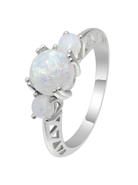 Fleur Statement Ring 3 Stone Fire Opal Engagement Womens Ginger Lyne Collection