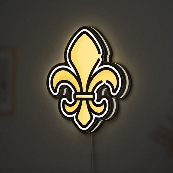 Fleur de Lis 3D Novelty Light Box, Heraldic Symbol Lamp Decor for Elegant French Style, Flags and Historical Rooms (Width 24 inch, 60cm)