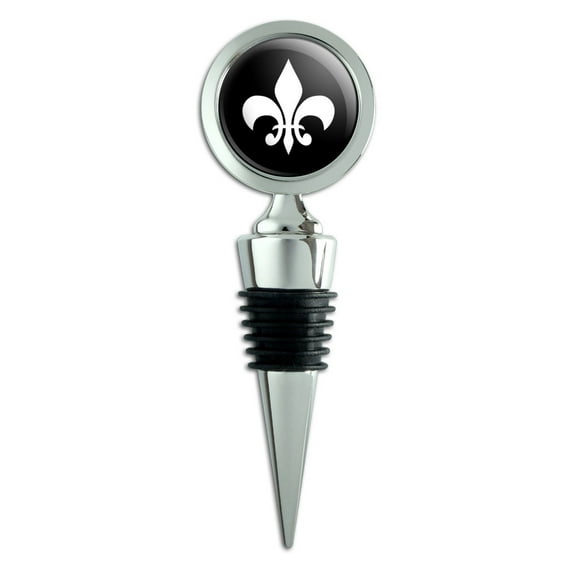 Fleur de Lis Black Wine Bottle Stopper
