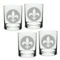 thumbnail image 1 of Fleur de Lis Deep Etched Double Old Fashion Glass Set of 4, 1 of 1
