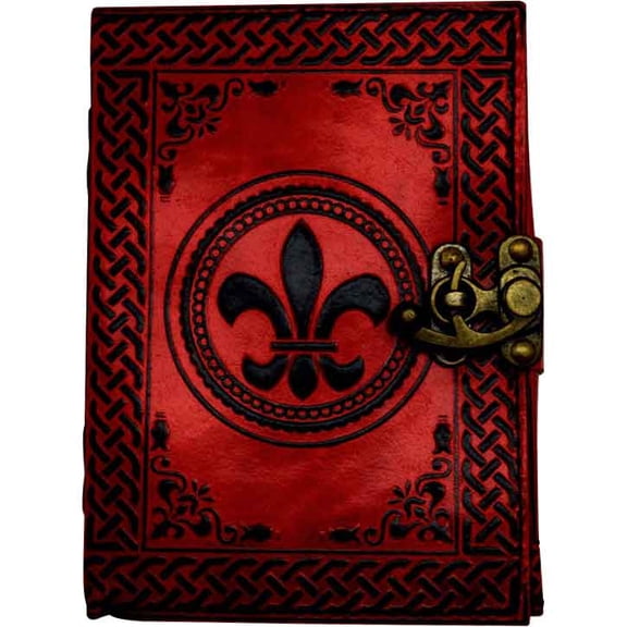 Fleur de Lis Embossed Leather Journal | Linen by Medieval Collectibles