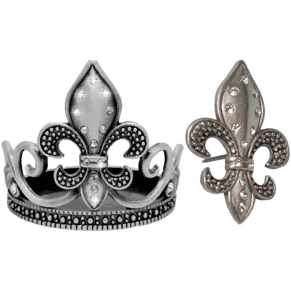 Fleur de Lis Gift Set: Pewter Candle/Wine Coaster & Fleur de Lis Candle Pin