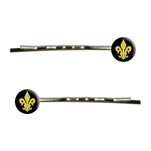 Fleur de Lis - Gold on Black Bobby Pin Hair Clips