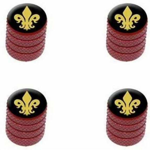 Fleur de Lis Gold on Black Tire Rim Wheel Aluminum Valve Stem Caps, Multiple Colors