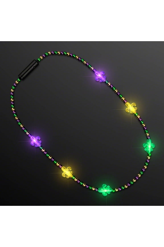 Fleur de Lis Light Up Necklaces Mardi Gras Beads by FlashingBlinkyLights