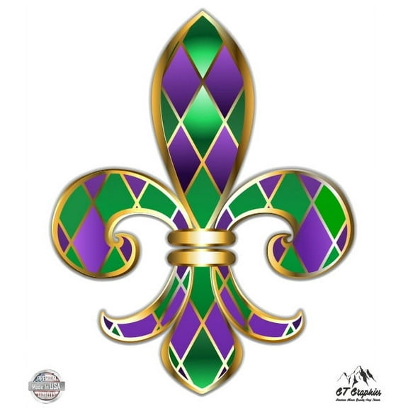 Fleur de Lis New Orleans Mardi Gras - 3" Vinyl Sticker - For Car Laptop I-Pad Phone Helmet Hard Hat - Waterproof Decal