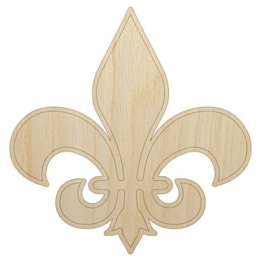 Fleur de Lis Outline Wood Shape Unfinished Piece Cutout Craft DIY Projects - 4.70 Inch Size - 1/8 Inch Thick