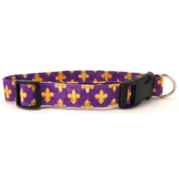 Fleur de Lis Purple Dog Collar - Size - Large