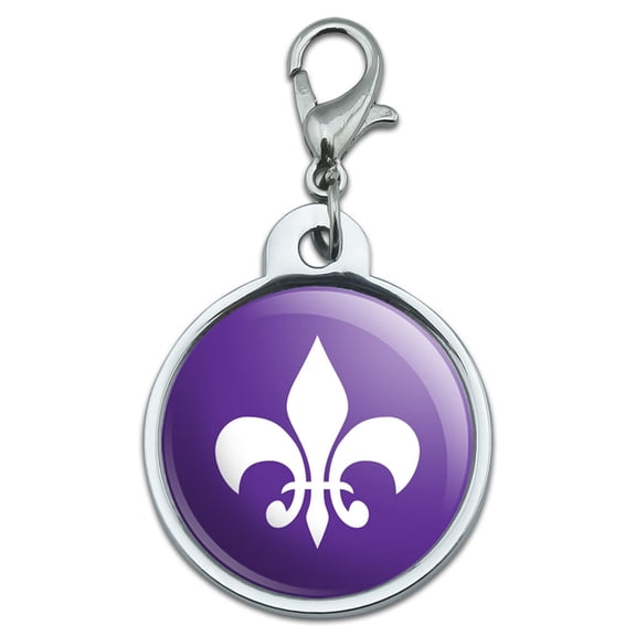 Fleur de Lis Purple Small Metal ID Pet Dog Tag