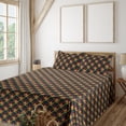 thumbnail image 1 of Ambesonne Fleur de Lis Fitted & Flat Sheet with Shams 4 Pcs Set, Checkered Plaid Print, King, Hunter Green Marigold, 1 of 5