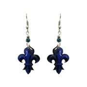 Fleur de Lis Symbol Graphic Dangle Earrings - Womens Fashion Handmade Jewelry Mardi Gras Accessories
