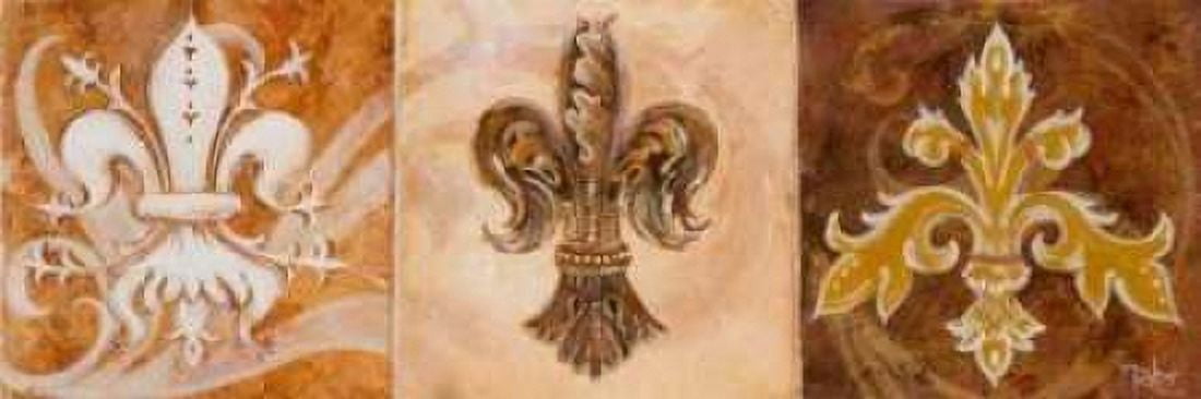 Fleur de Lis Trio Canvas Art - Thomas Riker (12 x 36)