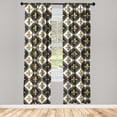 thumbnail image 1 of Fleur de Lis Window Curtains, Royal French Lilies on Monochrome Diagonal Checkered Backdrop, Lightweight Decor 2-Panel Set with Rod Pocket, Pair of - 28"x95", Black White Dark Mustard, by Ambesonne, 1 of 3