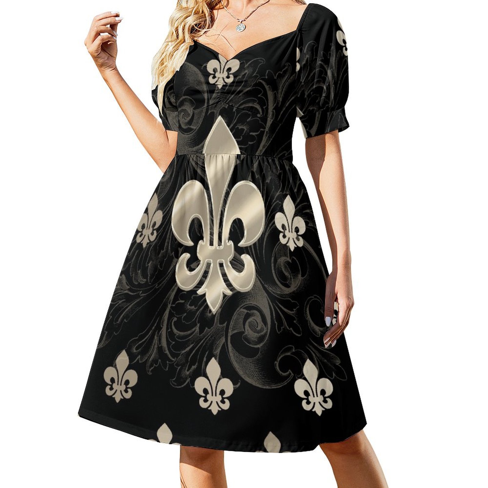 Fleur de Lys-Black & Gold Dress elegant women's dresses sale luxury women's  party dress evening prom - Walmart.com