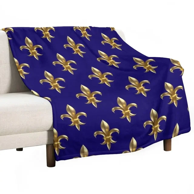Fleur de Lys / Fleur de Lis 3D gold look pattern small Throw Blanket