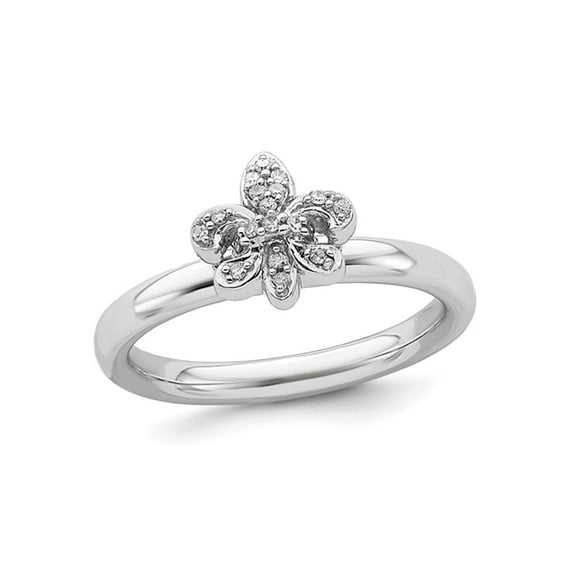 Gem & Harmony Fleur de lis Ring with Diamond Accent in Sterling Silver for Women