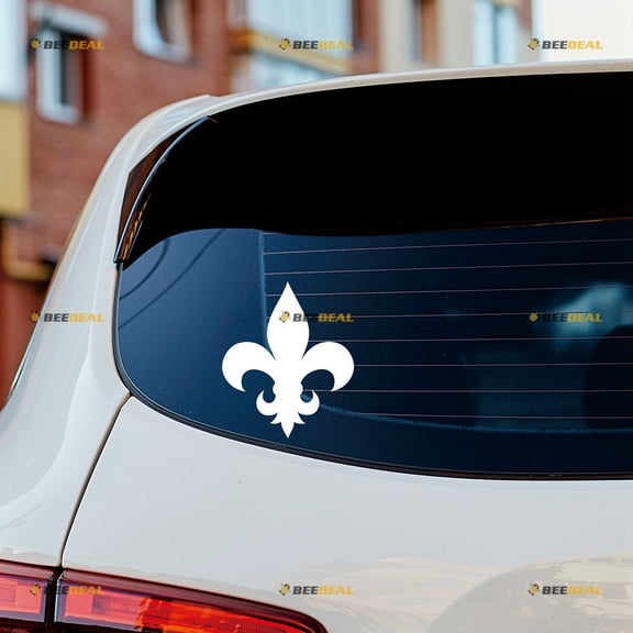 Fleur-de-lis Sticker Decal Vinyl French - 2 Pack White 4" - For Car Boat Laptop Cup No Background Die-cut