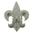 thumbnail image 1 of Fleur de lis belt buckle Saint French Flower Blinged Iced Silver Out Rhinestone, 1 of 2